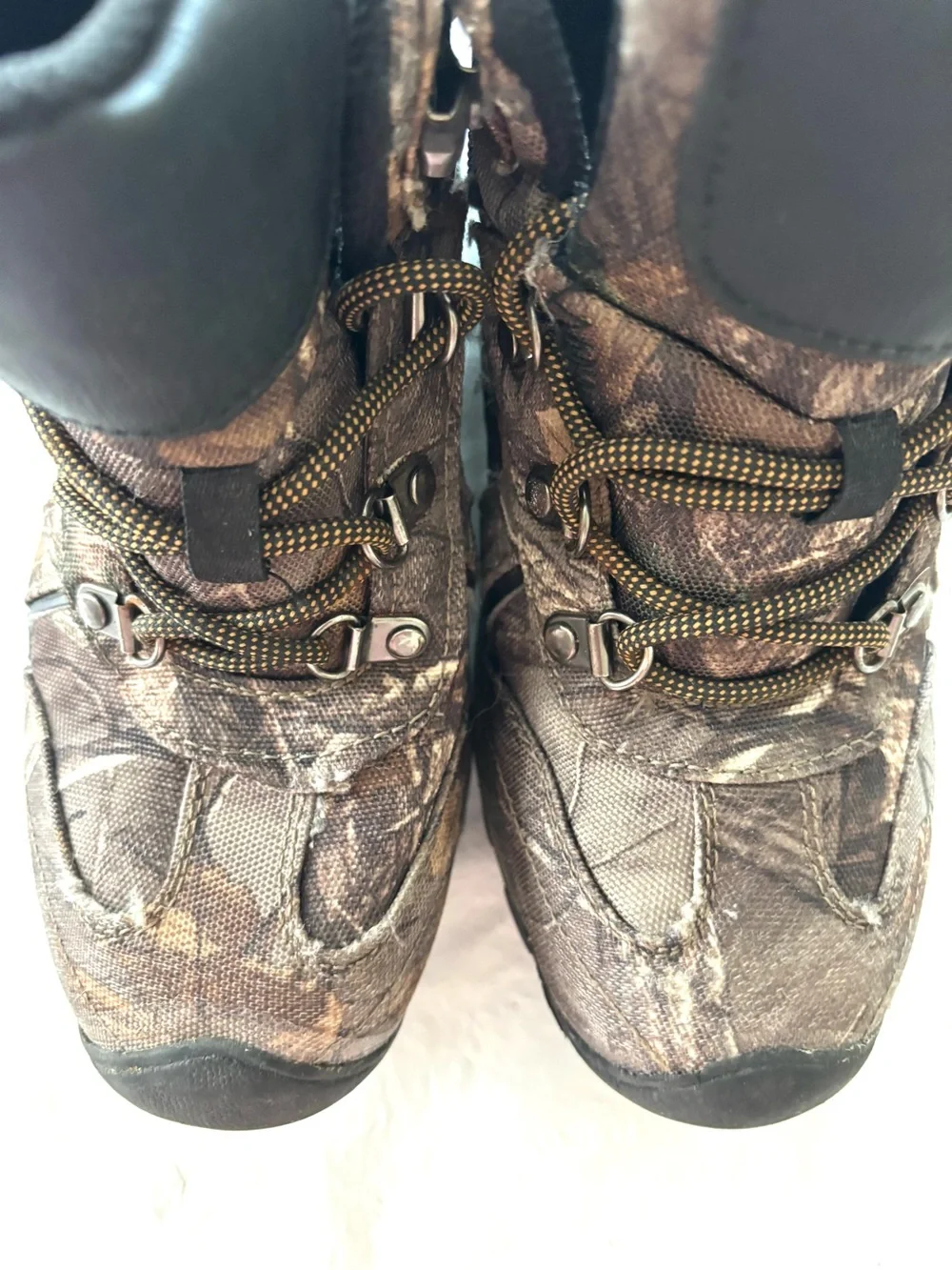 Ozark Trail Brown Camo Hiker Boots SZ 4 Youth Worn 1X